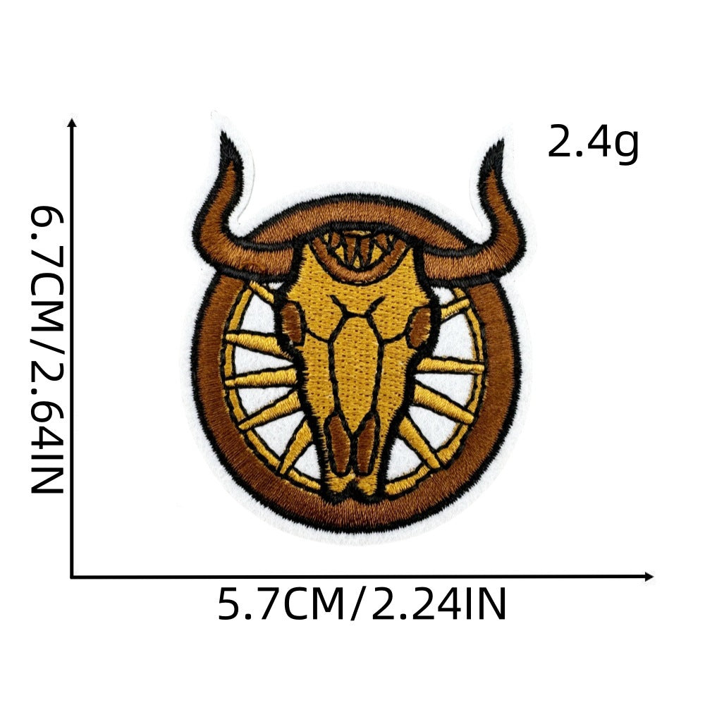 Wholesale Western Denim Embroidery Zhangzai Clothing Accessories Hot Melt Adhesive Non Stitching Large Pattern Cloth Patch FS